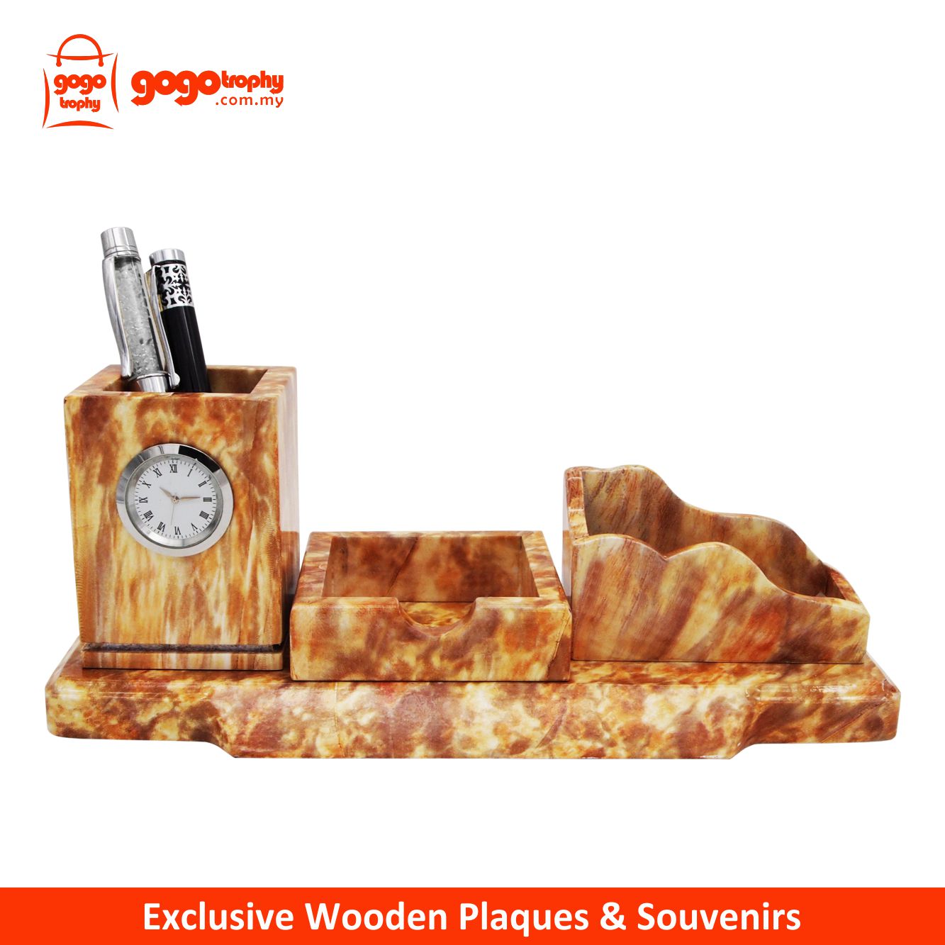 7209 Exclusive Wooden Penholder with Clock (without Pen)
